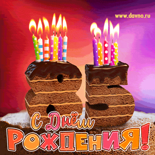 Открытка Открытки на 85 лет - Открытка с тортом и свечами: С Днём Рождения! | Красивая открытка #35