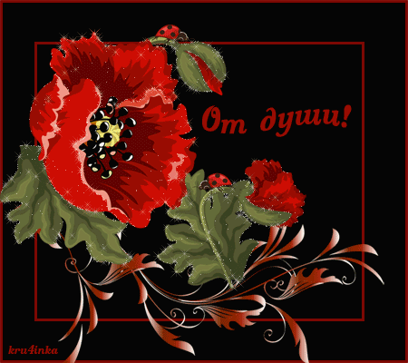 Открытка Открытки с цветами - Анимированная открытка: Красный мак с божьей коровкой | Красивая открытка #122
