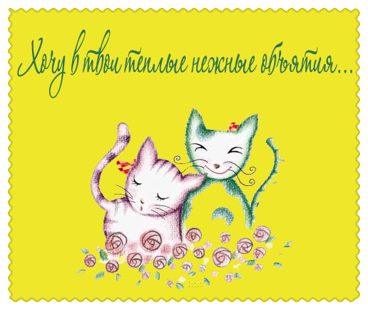 Открытка Открытки хочу к тебе - Две кошки в цветах: милая открытка с котятами | Красивая открытка #35