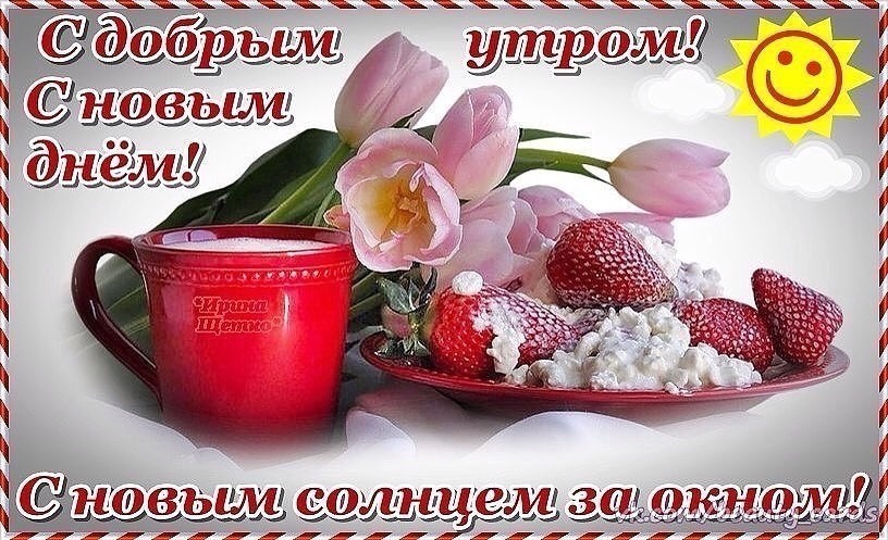 Открытка открытки с добрым утром - Открытка с утра: цветы, чай, ягоды | Красивая открытка #6