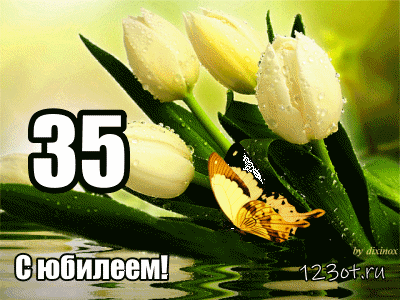 Открытка Открытки на 35 лет - Открытка: Цветы и бабочка | Красивая открытка #77