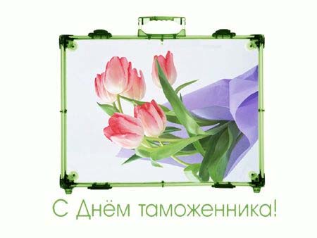 Открытка Открытки с днем таможенника - Открытка с розовыми тюльпанами в синей бумаге | Красивая открытка #26