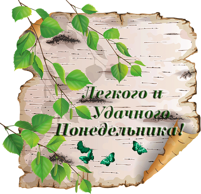 Открытка Удачного понедельника - Открытка с березой, зеленью и бабочками | Красивая открытка #55