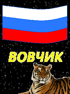 Открытка открытки с именем Владимир - Открытка: Тигр, флаг России, надпись "Вовчик" | Красивая открытка #67