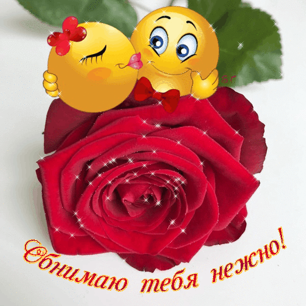 Открытка Обнимаю - Открытка с милыми птенчиками и розой | Красивая открытка #6