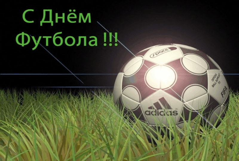 Открытка Открытки на Всемирный день футбола - Футбольный мяч на фоне травы - открытка с днем рождения | Красивая открытка #19