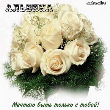 Открытка открытки с именем Альбина  - Букет белых роз на открытке - поздравления | Красивая открытка #9