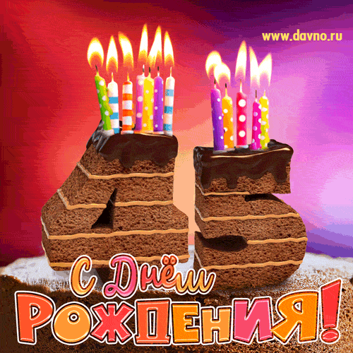 Открытка Открытки на 45 лет - Открытка с тортом и свечами: С Днем рождения! | Красивая открытка #29