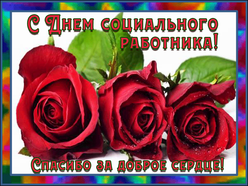 Открытка С днём социального работника - Открытка с красными розами | Красивая открытка #27