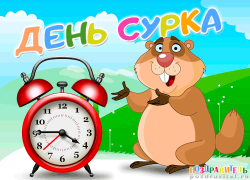 Открытка День сурка - Открытка с сурком и будильником | Красивая открытка #2