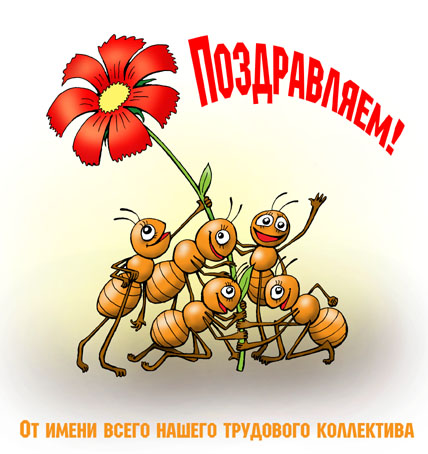 Открытка День босса - Открытка с муравьями и цветком | Красивая открытка #68