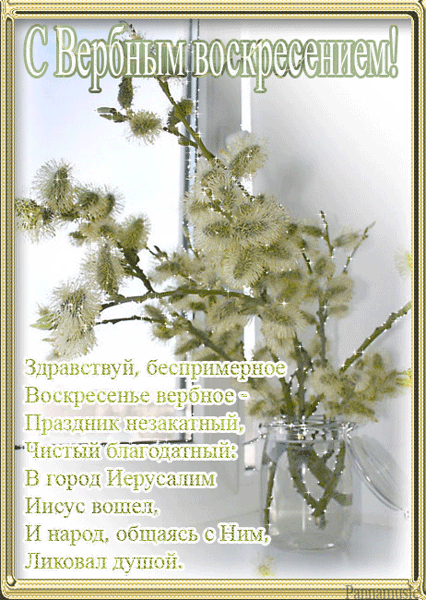 Открытка С вербным воскресеньем - Открытка с веточками и снежинками | Красивая открытка #260
