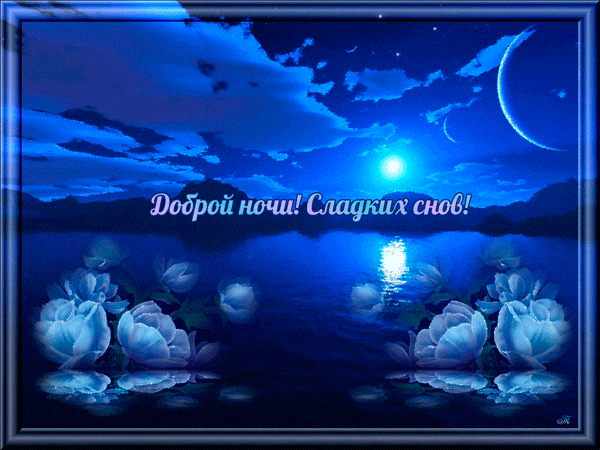 Открытка Открытки с пожеланиями на ночь - Открытка с цветами и луной: поздравления с ночью | Красивая открытка #167