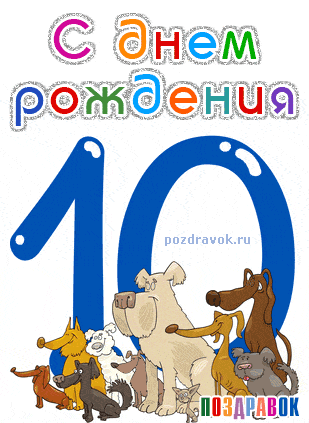 Открытка Открытки на 10 лет - Открытка с собаками: поздравления с днем рождения | Красивая открытка #70