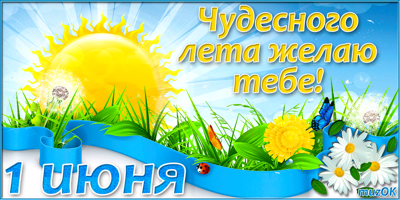 Открытка С первым днём лета - Летняя открытка: цветы, бабочки, солнце, трава | Красивая открытка #1