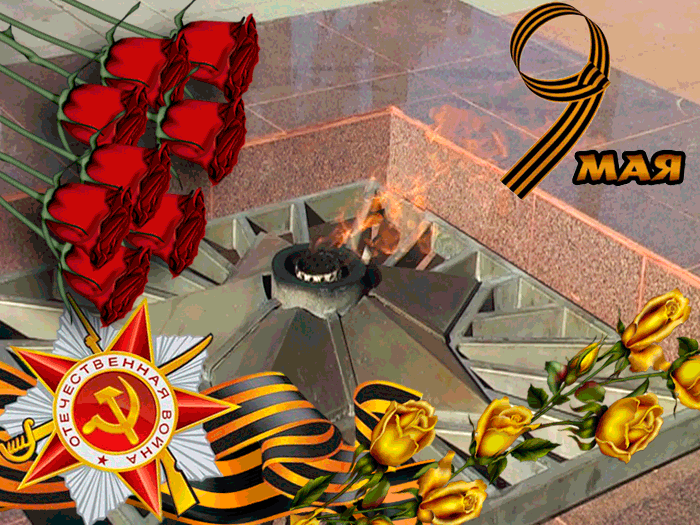 Открытка 9 мая - Пост благодарности ветеранам: красные розы и знаки отличия | Красивая открытка #236