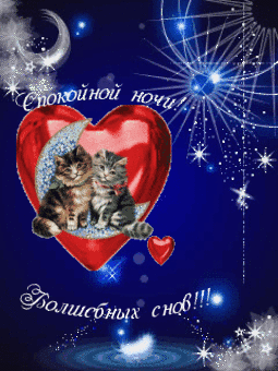 Открытка Доброй ночи - Открытка: котята в форме сердца, пожелание спокойной ночи | Красивая открытка #69
