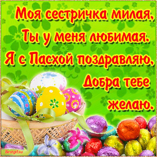 Открытка Пасха - Открытка с Пасхой: яркие яйца в корзине | Красивая открытка #157