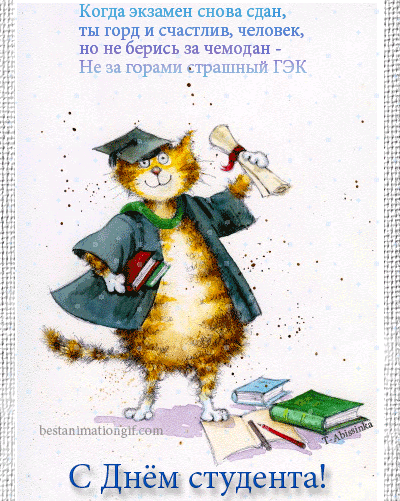 Открытка День студента - С Днём студента: отрывка с котом в мантии | Красивая открытка #9