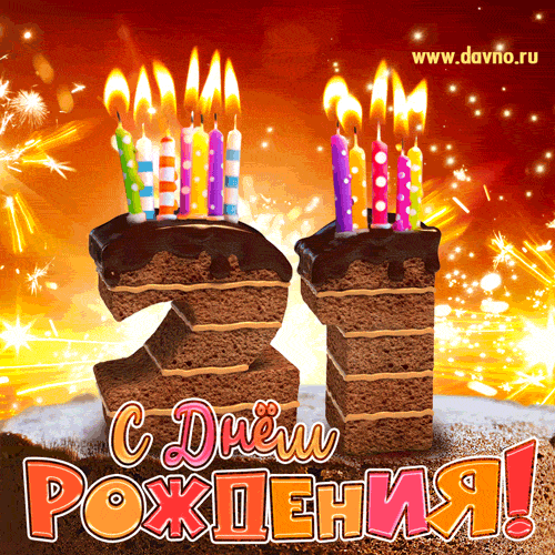 Открытка Открытки на 21 год - Открытка с тортом и свечами на день рождения | Красивая открытка #22