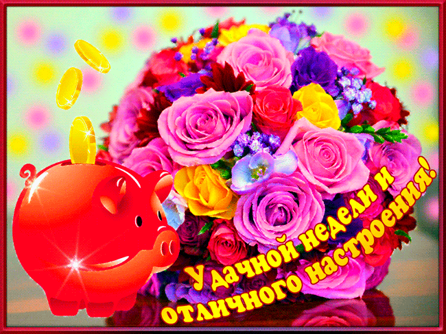 Открытка Открытки удачной недели - Подарок с цветами и поросенком: Открытка с радостью | Красивая открытка #88