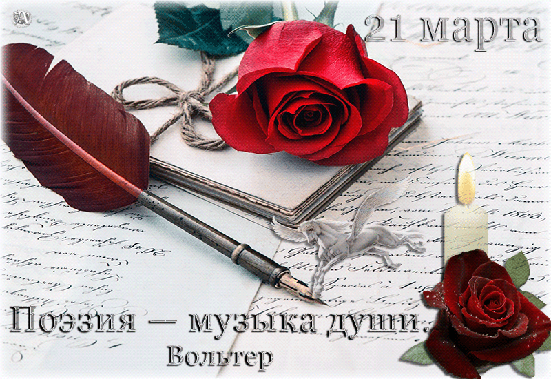 Открытка С Всемирным днём поэзии - Красная роза, перо, свечи: открытка с днем рождения | Красивая открытка #14