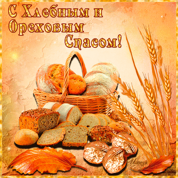 Открытка Открытки с Хлебным Спасом - Открытка: С Днём хлеба и орехов! С изображением хлеба, орехов и колосьев. | Красивая открытка #10