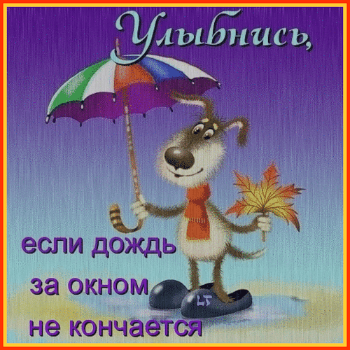 Открытка Открытки улыбнись - Забавный лис с зонтом и кленовым листом | Красивая открытка #64