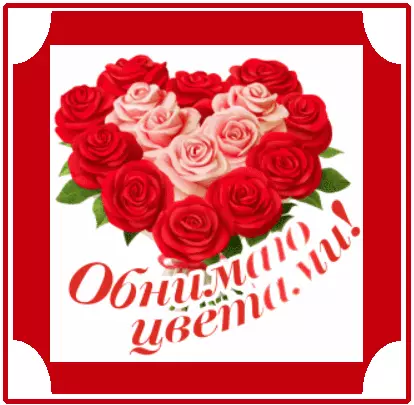 Открытка Обнимаю - Открытка с розами: красные и белые цветы | Красивая открытка #47