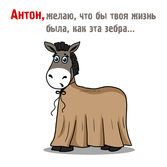 Открытка открытки с именем Антон  - Открытка с осликом - поздравления и пожелания | Красивая открытка #2