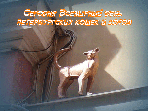 Открытка Всемирный день петербургских котов и кошек - Статуэтка кота, Санкт-Петербург. Открытка с котенком. | Красивая открытка #8