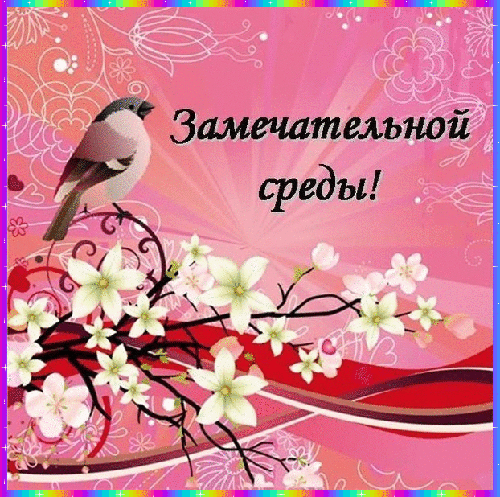 Открытка Удачной среды - Открытка с птицей и цветами | Красивая открытка #17