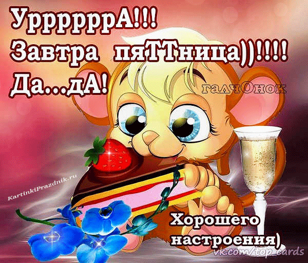 Открытка Открытки хорошего настроения - Открытка с котиком, торт, цветы, поздравление | Красивая открытка #76