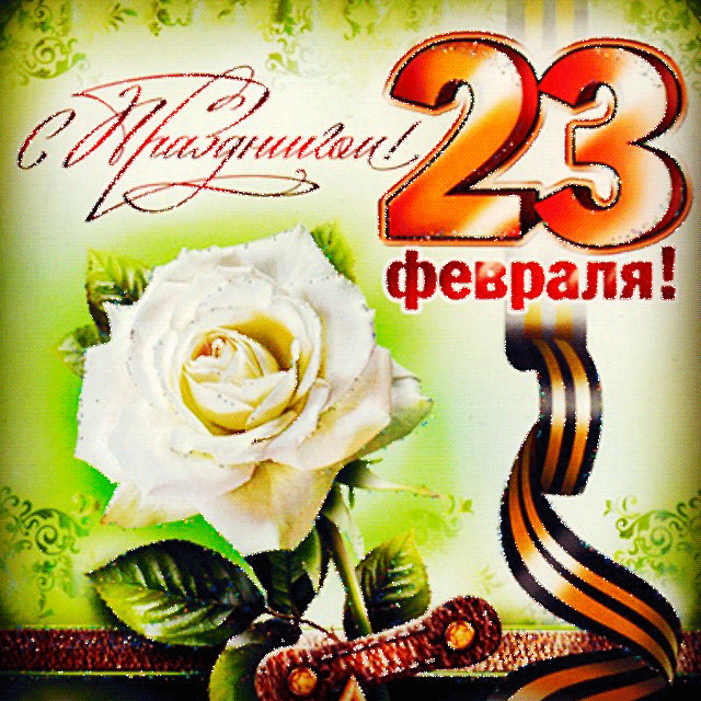 Открытка 23 февраля - Открытка с розой и лентой к 23 февраля | Красивая открытка #142