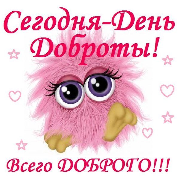 Открытка День доброты - Розовая сова с надписью "Сейодня" | Красивая открытка #17