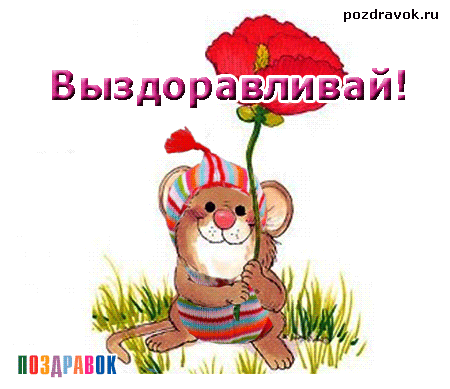 Открытка Открытки скорейшего выздоровления - Открытка с мышонком и цветком: поздравления и пожелания | Красивая открытка #40