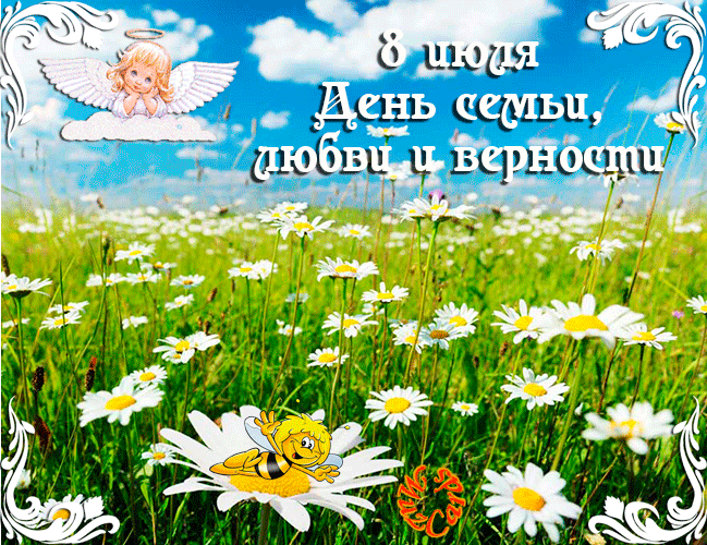 Открытка Открытки с днем семьи, любви и верности - Открытка: ангел, пчелка, цветы, ромашки | Красивая открытка #77