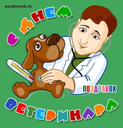 Открытка Открытки с днем ветеринара - Ветеринар лечит собаку: открытка с врачом и щенком | Красивая открытка #6