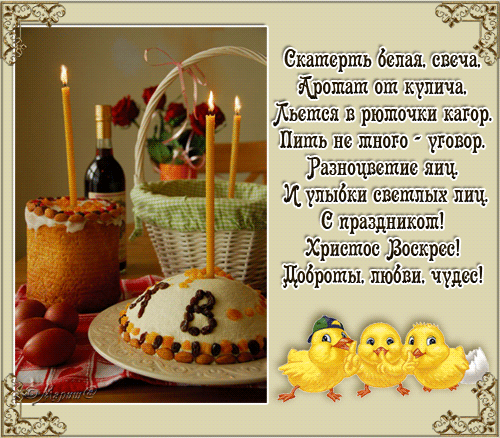 Открытка открытки на пасху  - Торт с ягодами, цыплята и праздничная открытка | Красивая открытка #64