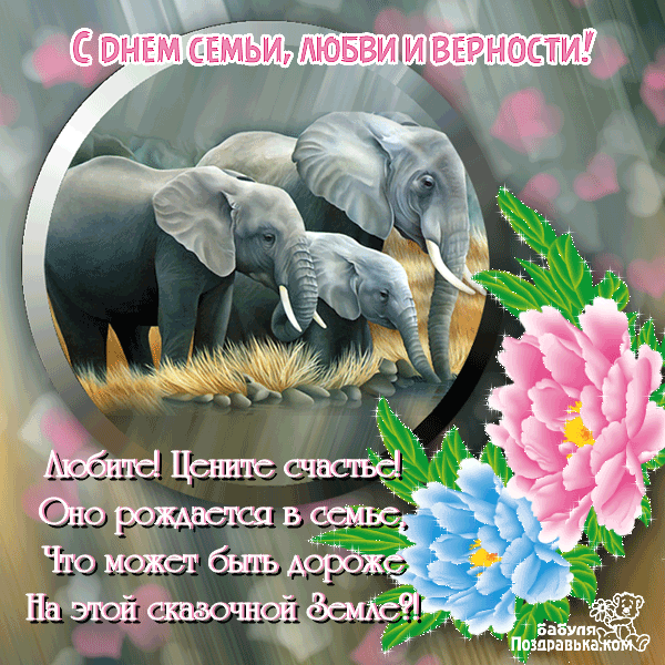Открытка Открытки с днем семьи, любви и верности - Семья, любовь и счастье: Открытка с жирафами | Красивая открытка #14