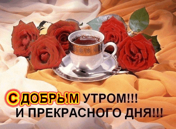 Открытка Хорошего дня - Открытка: Утро с чаем и розами | Красивая открытка #121