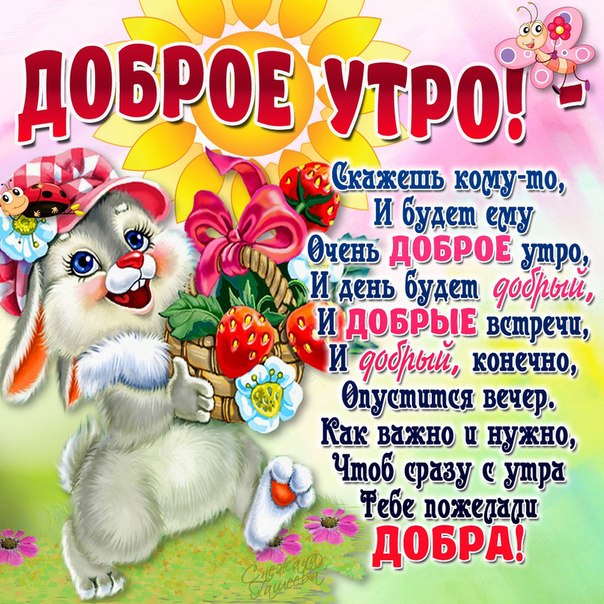 Открытка открытки с добрым утром - Открытка с зайчиком и клубникой  поздравления с утром | Красивая открытка #9