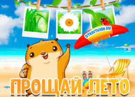Открытка Открытки летняя пора - Прощай лето: открытка с бурундуком на пляже | Красивая открытка #99