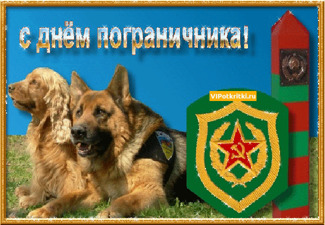 Открытка День пограничника - Открытка с собаками породы немецкий шпиц и овчарка | Красивая открытка #16