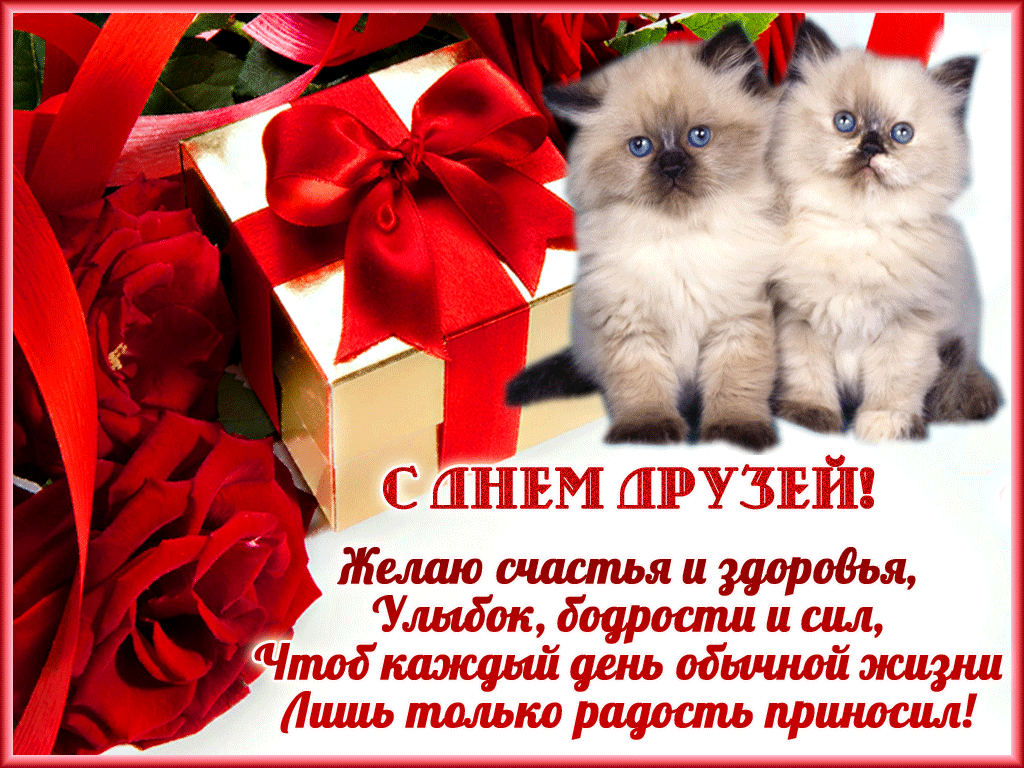 Открытка День друзей - Открытка с днем рождения: розы, подарок, пожелания | Красивая открытка #17
