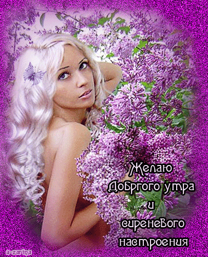 Открытка С сиренью - Открытка с девушкой и цветами: поздравления с утра | Красивая открытка #251