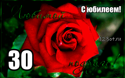 Открытка Открытки на 30 лет - Красная роза на зеленом фоне: открытка с днем рождения | Красивая открытка #23