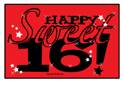 Открытка Открытки на 16 лет - Открытка с надписью "Happy Sweet 16" | Красивая открытка #73