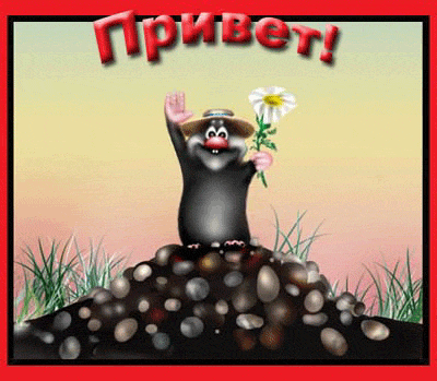 Открытка С приветствием - Открытка с милым кротом и цветком | Красивая открытка #48
