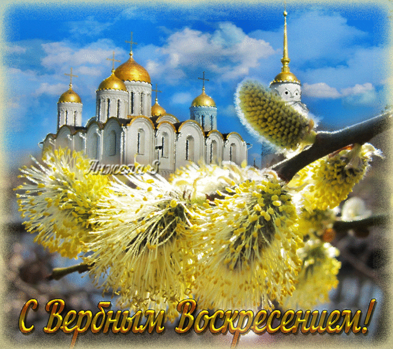 Открытка открытки с вербным воскресеньем  - Открытка с Пасхой: церквушки и верба | Красивая открытка #95